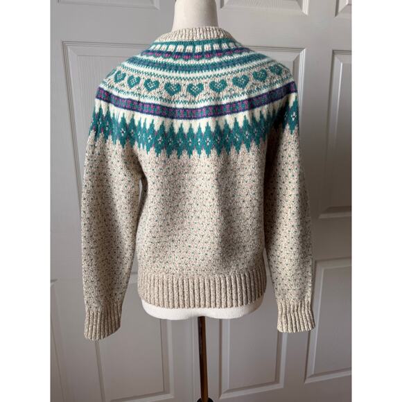 Vintage Woolrich Fair Isle Heart Sweater Wool Blend Sz Small Cottagecore Cozy - Picture 4 of 8